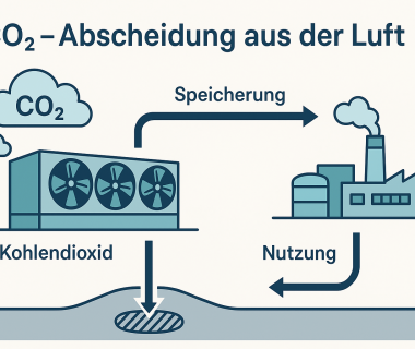 Eine Infografik über Co2 Abscheidung aus der Luft.